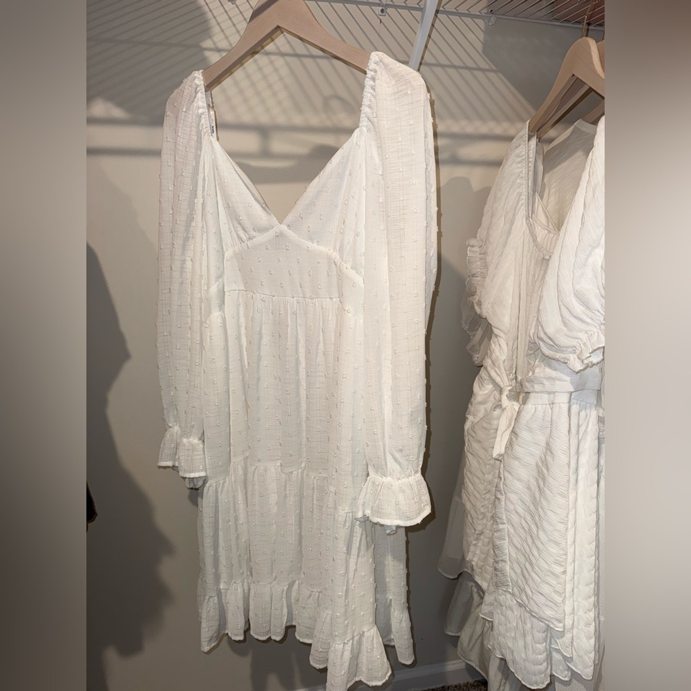 ARULA White Textured Dress